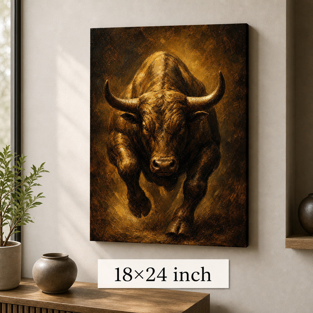 Bronze Bull Power Vintage Portrait Canvas Wall Art - 05_sku_18x24_wall