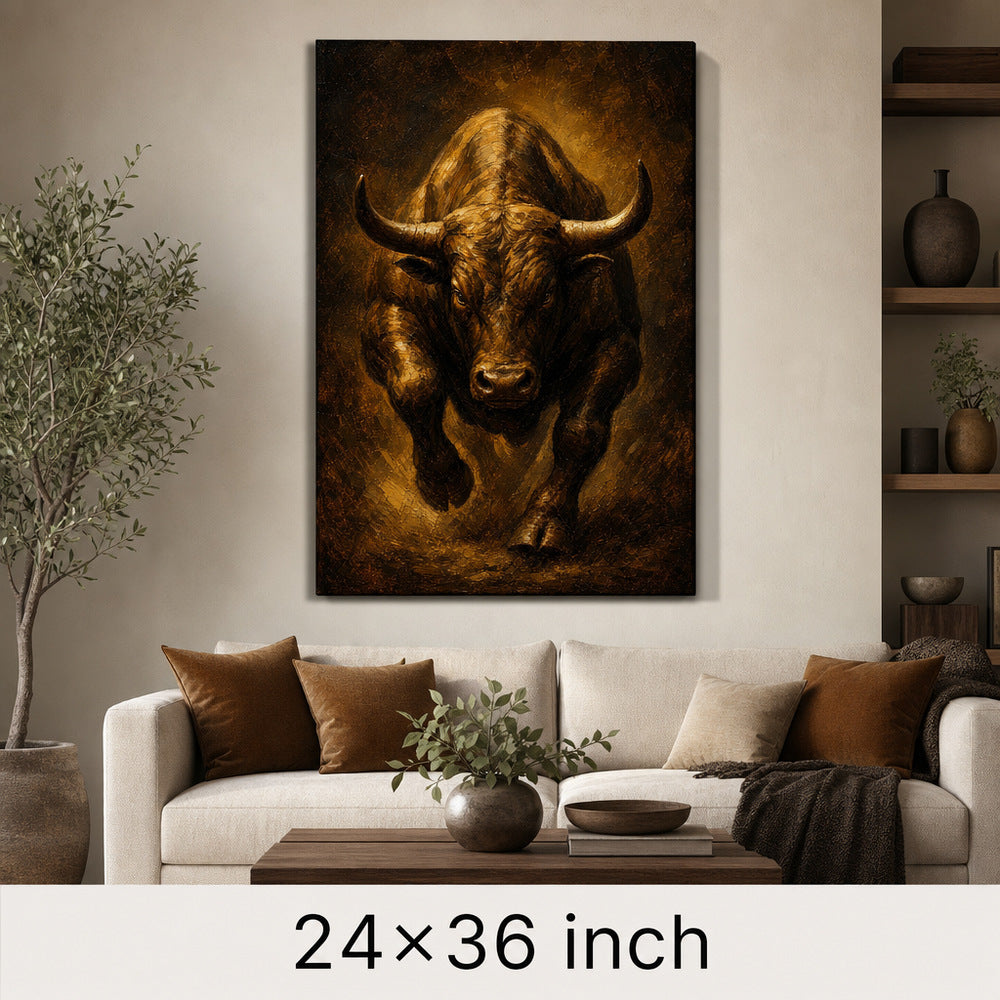 Bronze Bull Power Vintage Portrait Canvas Wall Art - 06_sku_24x36_wall