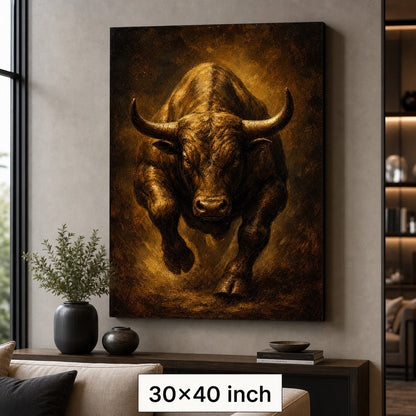 Bronze Bull Power Vintage Portrait Canvas Wall Art - 07_sku_30x40_wall