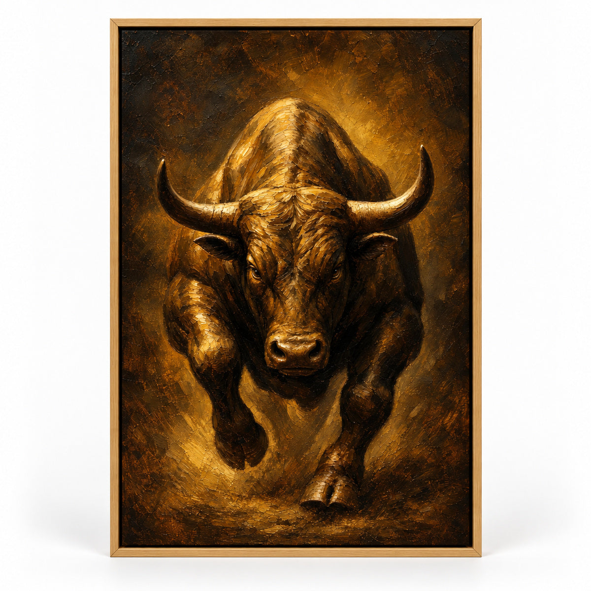 Bronze Bull Power Vintage Portrait Canvas Wall Art | brown_sku