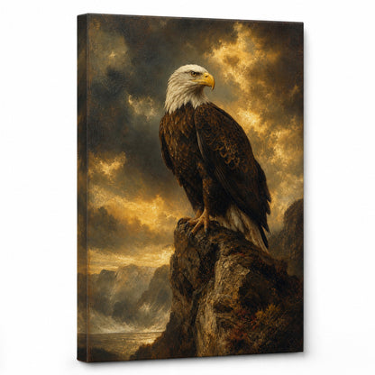 Eagle Commanding Sky Vintage Portrait Canvas Wall Art - canvas wall art by JOJOShop