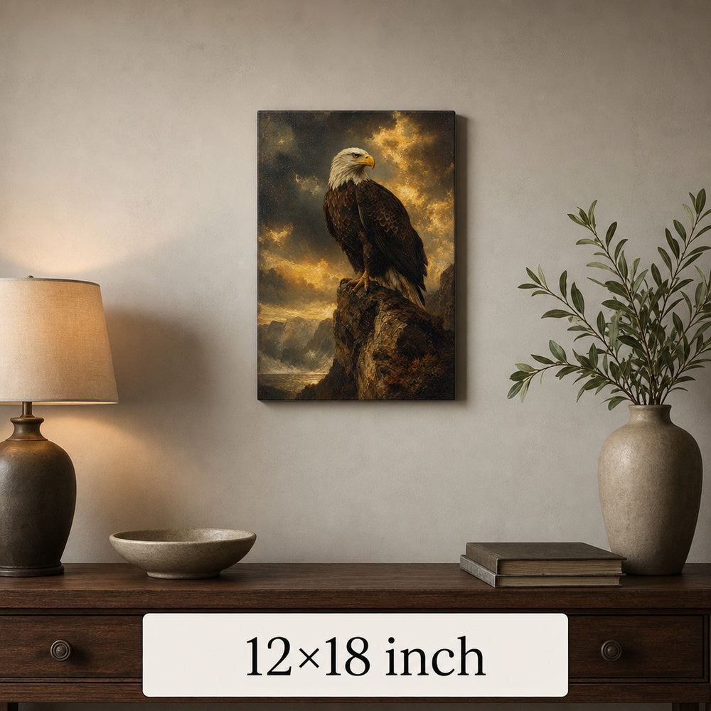Eagle Commanding Sky Vintage Portrait Canvas Wall Art - 04_sku_12x18_wall