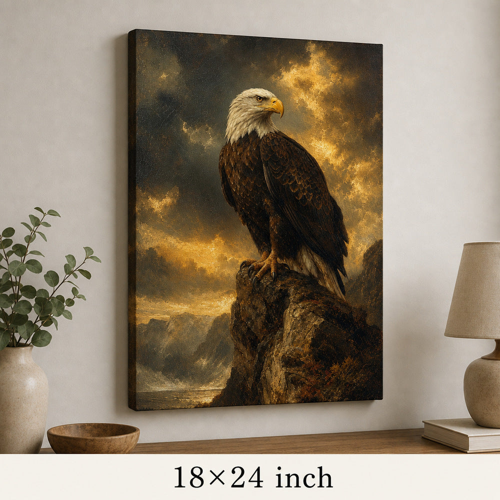 Eagle Commanding Sky Vintage Portrait Canvas Wall Art - 05_sku_18x24_wall
