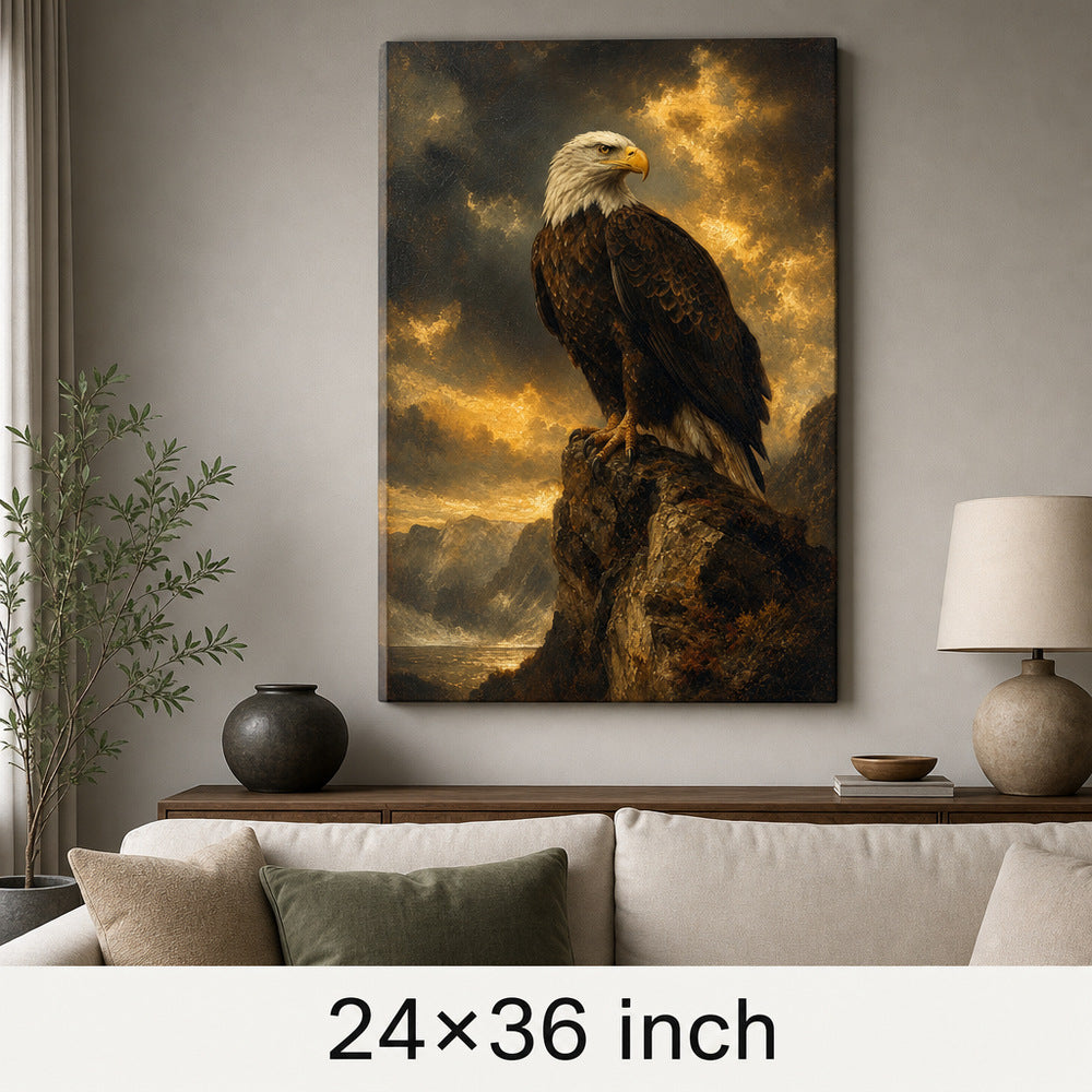 Eagle Commanding Sky Vintage Portrait Canvas Wall Art - 06_sku_24x36_wall