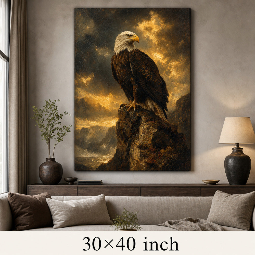 Eagle Commanding Sky Vintage Portrait Canvas Wall Art - 07_sku_30x40_wall