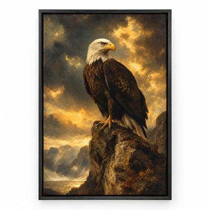 Eagle Commanding Sky Vintage Portrait Canvas Wall Art | black_sku