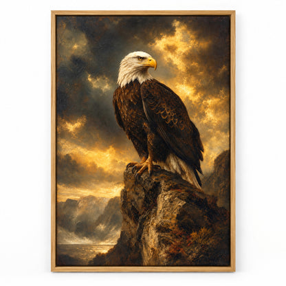 Eagle Commanding Sky Vintage Portrait Canvas Wall Art | brown_sku