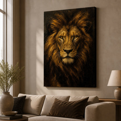Lion Absolute Control Vintage Portrait Canvas Wall Art - 02_wall_scene