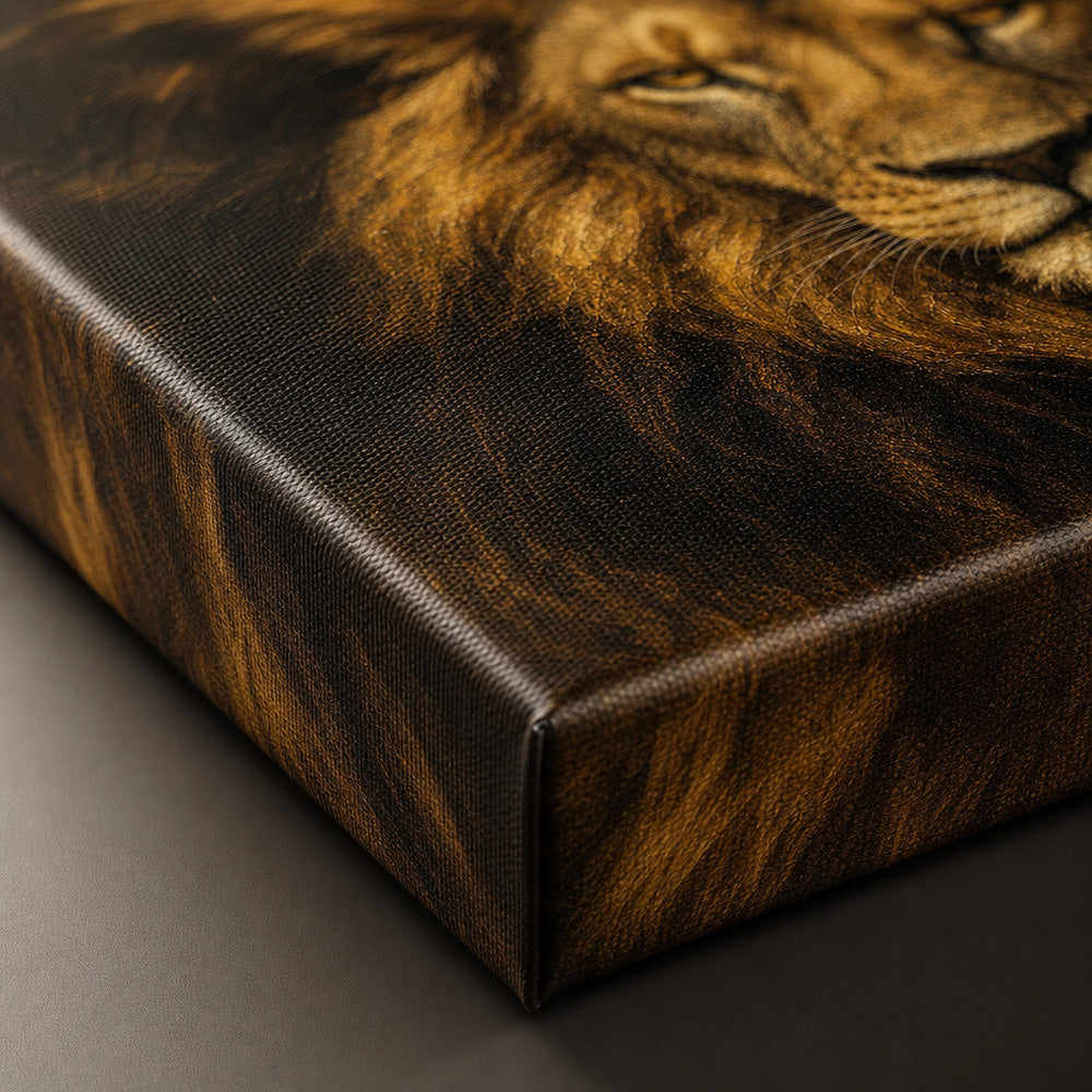 Lion Absolute Control Vintage Portrait Canvas Wall Art - 03_detail_closeup