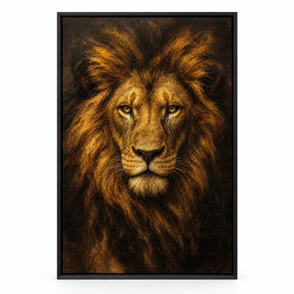 Lion Absolute Control Vintage Portrait Canvas Wall Art | black_sku