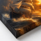 Golden Storm Flagship Classical Maritime Canvas Wall Art - 03_detail_closeup