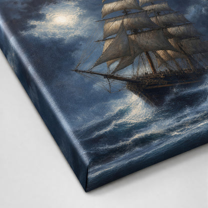 Deep Blue Tempest Classical Maritime Canvas Wall Art - 03_detail_closeup