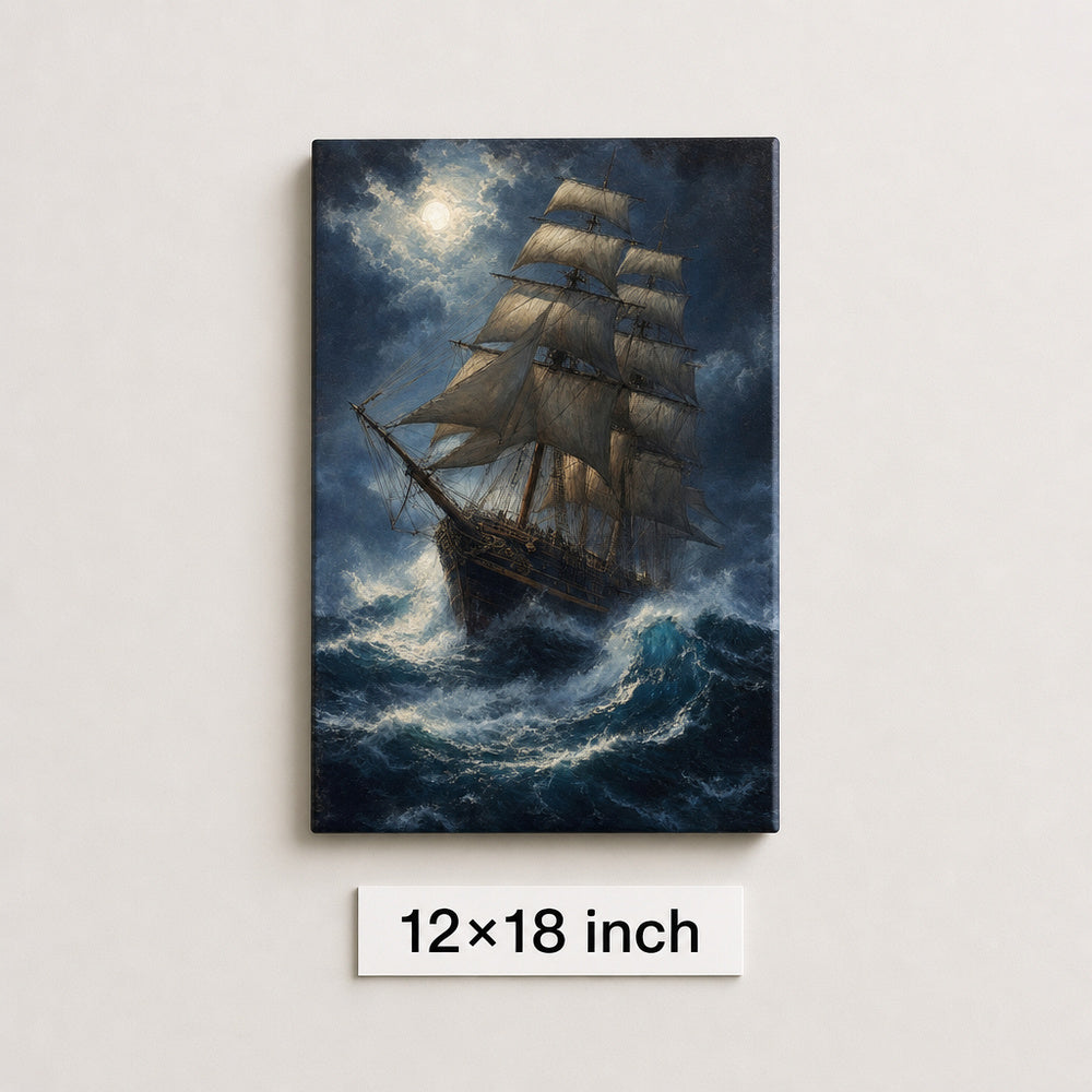 Deep Blue Tempest Classical Maritime Canvas Wall Art - 04_sku_12x18_wall