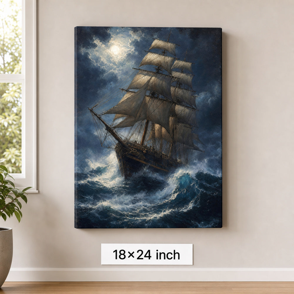Deep Blue Tempest Classical Maritime Canvas Wall Art - 05_sku_18x24_wall