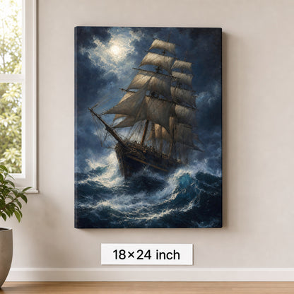 Deep Blue Tempest Classical Maritime Canvas Wall Art - 05_sku_18x24_wall