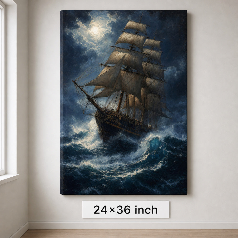 Deep Blue Tempest Classical Maritime Canvas Wall Art - 06_sku_24x36_wall