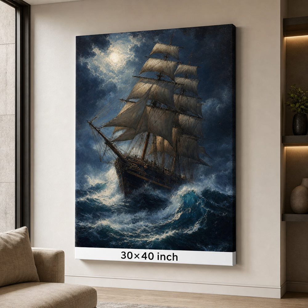 Deep Blue Tempest Classical Maritime Canvas Wall Art - 07_sku_30x40_wall