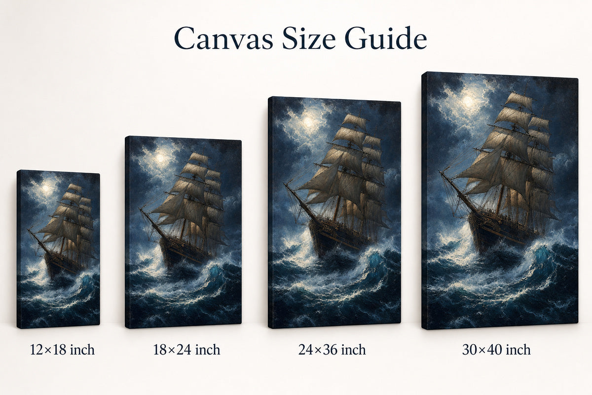 Deep Blue Tempest Classical Maritime Canvas Wall Art - 08_size_comparison