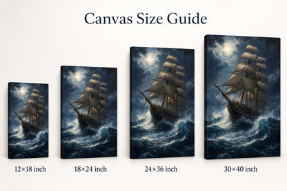 Deep Blue Tempest Classical Maritime Canvas Wall Art - 08_size_comparison