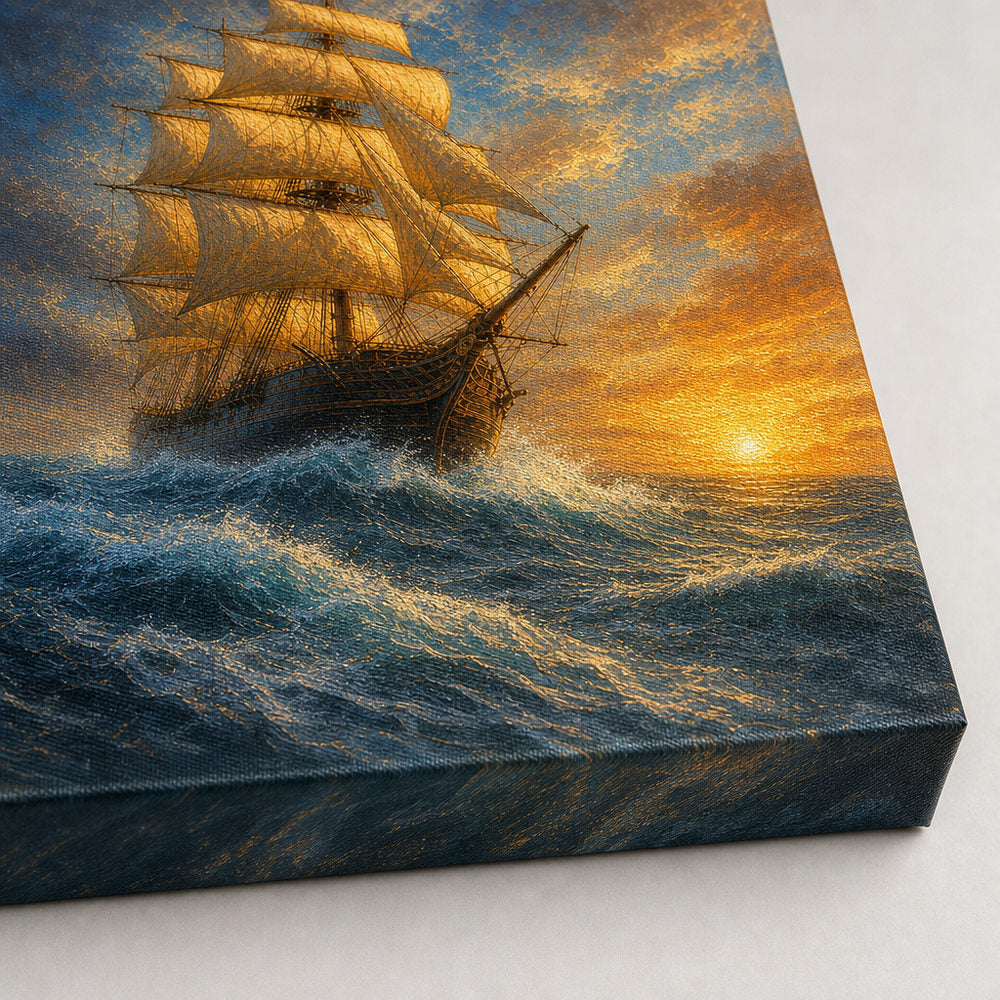 Breaking Dawn Voyage Classical Maritime Canvas Wall Art - 03_detail_closeup
