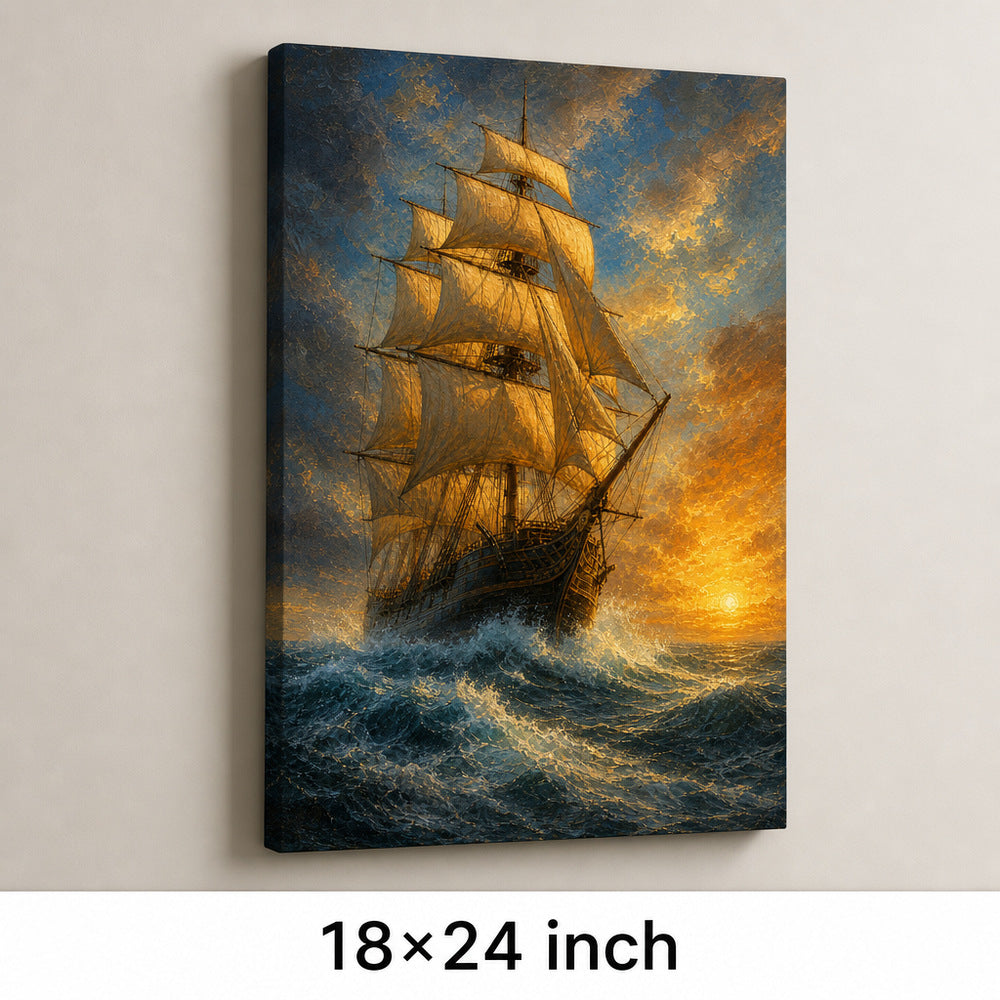 Breaking Dawn Voyage Classical Maritime Canvas Wall Art - 05_sku_18x24_wall
