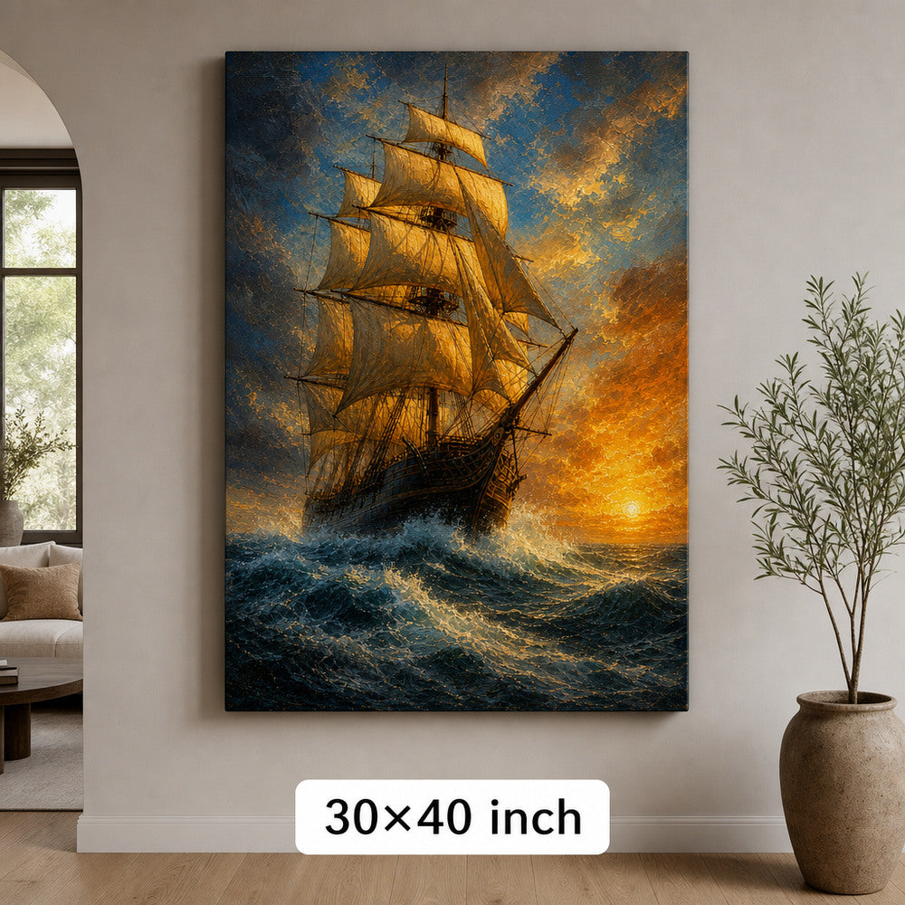 Breaking Dawn Voyage Classical Maritime Canvas Wall Art - 07_sku_30x40_wall