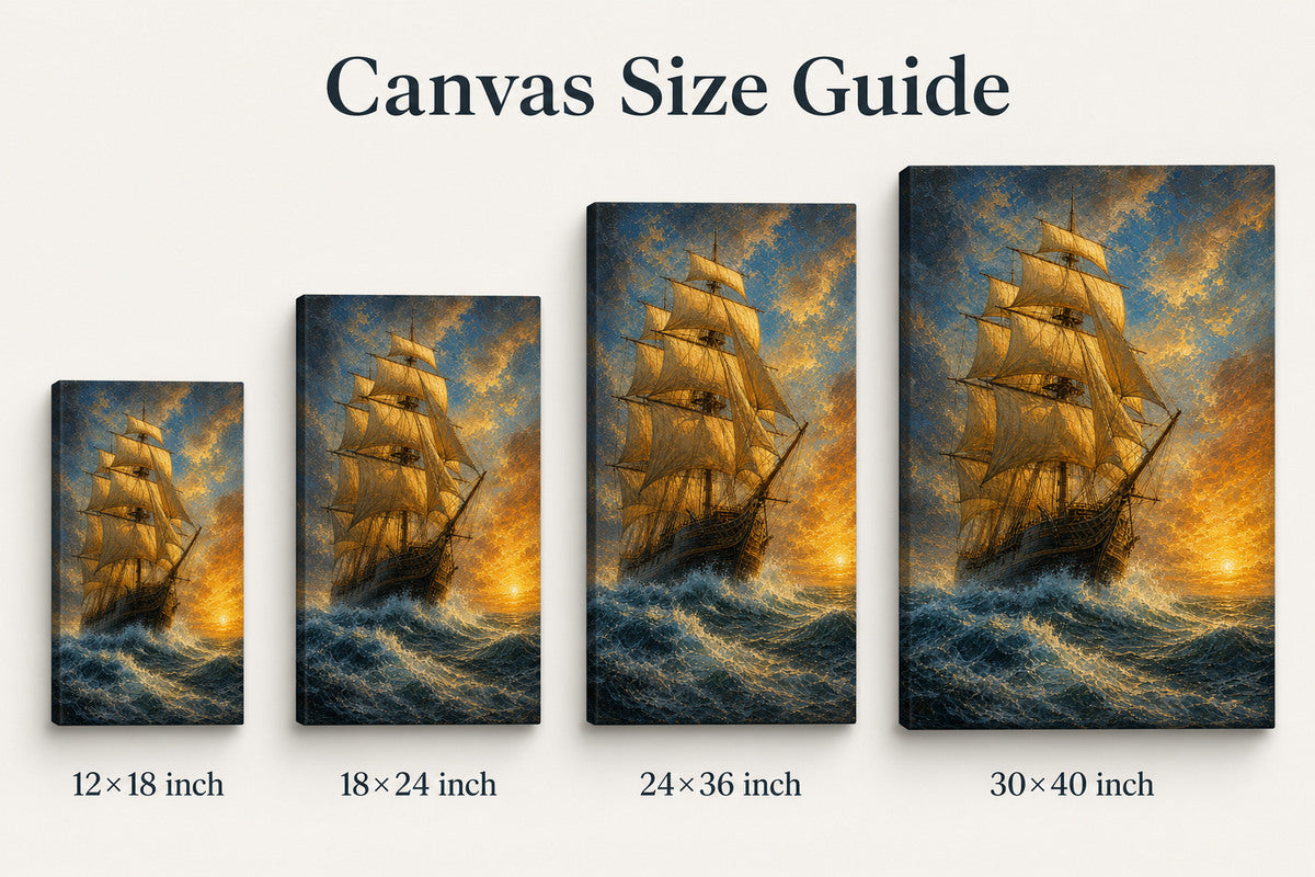 Breaking Dawn Voyage Classical Maritime Canvas Wall Art - 08_size_comparison