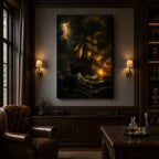 Black Sea Gold Sails Classical Maritime Canvas Wall Art - 02_wall_scene