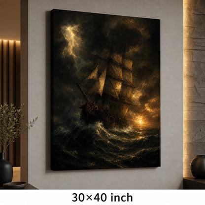 Black Sea Gold Sails Classical Maritime Canvas Wall Art - 07_sku_30x40_wall