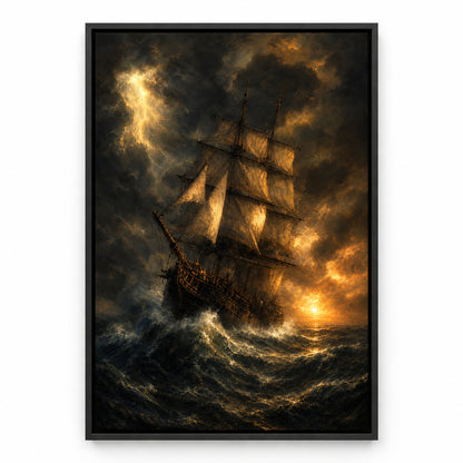 Black Sea Gold Sails Classical Maritime Canvas Wall Art | black_sku
