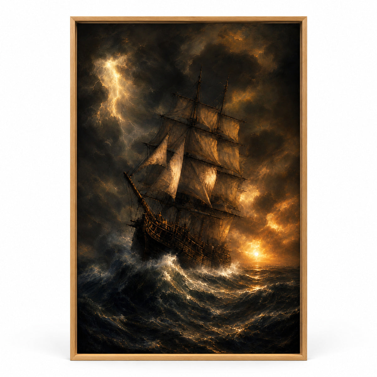 Black Sea Gold Sails Classical Maritime Canvas Wall Art | brown_sku