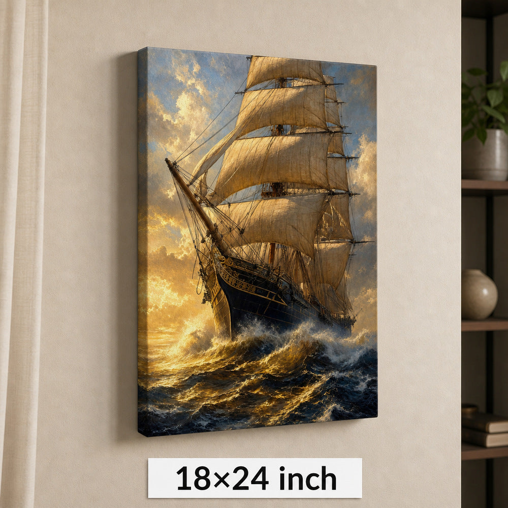 Triumphant Bow Close Classical Maritime Canvas Wall Art - 05_sku_18x24_wall