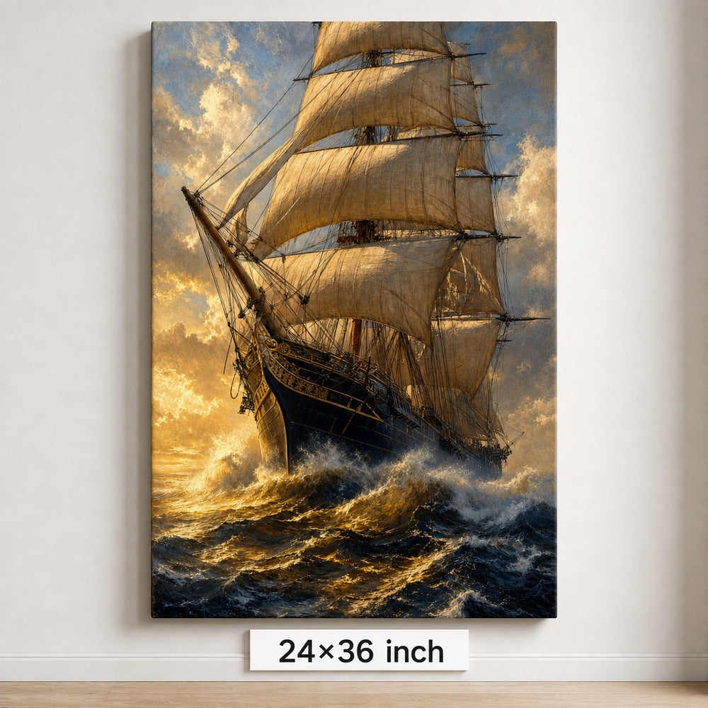 Triumphant Bow Close Classical Maritime Canvas Wall Art - 06_sku_24x36_wall