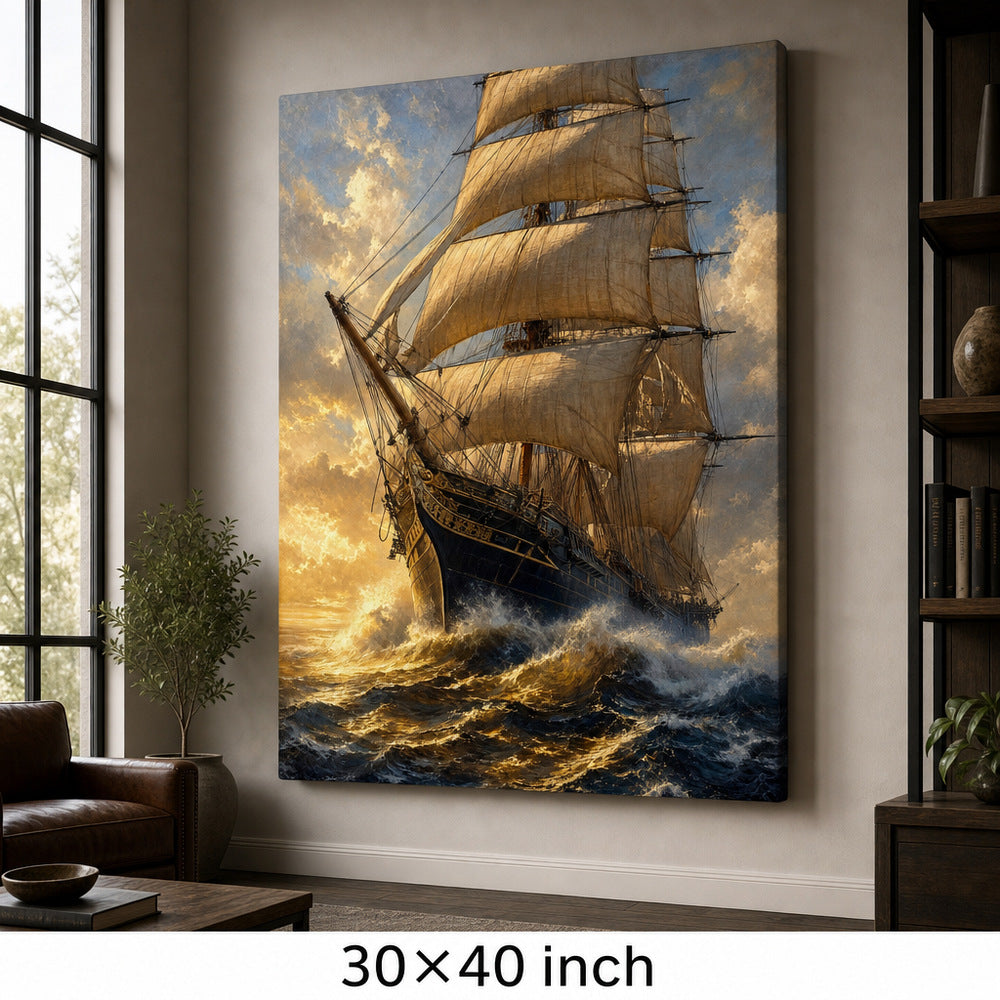 Triumphant Bow Close Classical Maritime Canvas Wall Art - 07_sku_30x40_wall