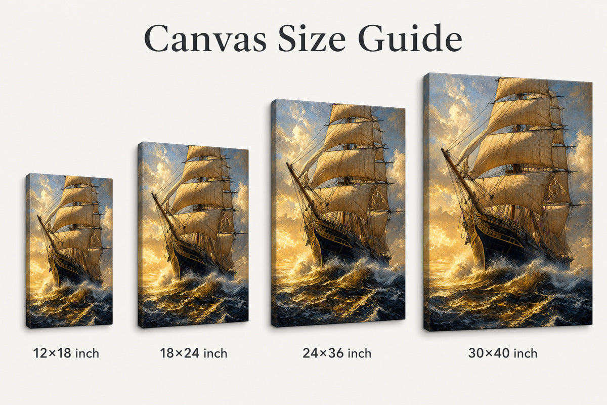 Triumphant Bow Close Classical Maritime Canvas Wall Art - 08_size_comparison
