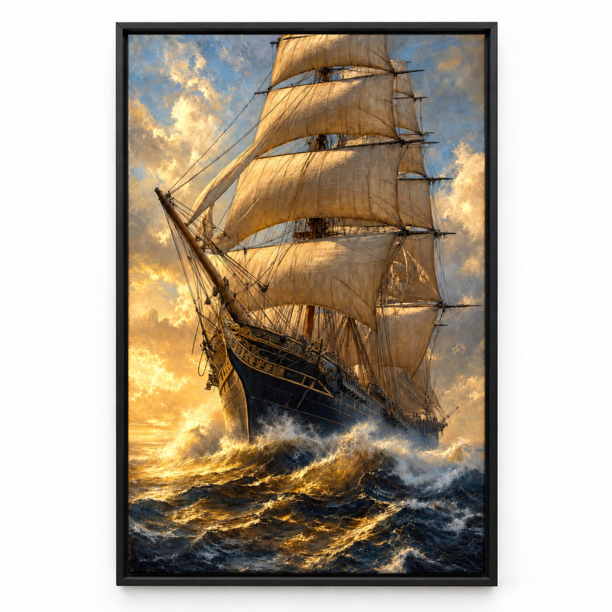 Triumphant Bow Close Classical Maritime Canvas Wall Art | black_sku