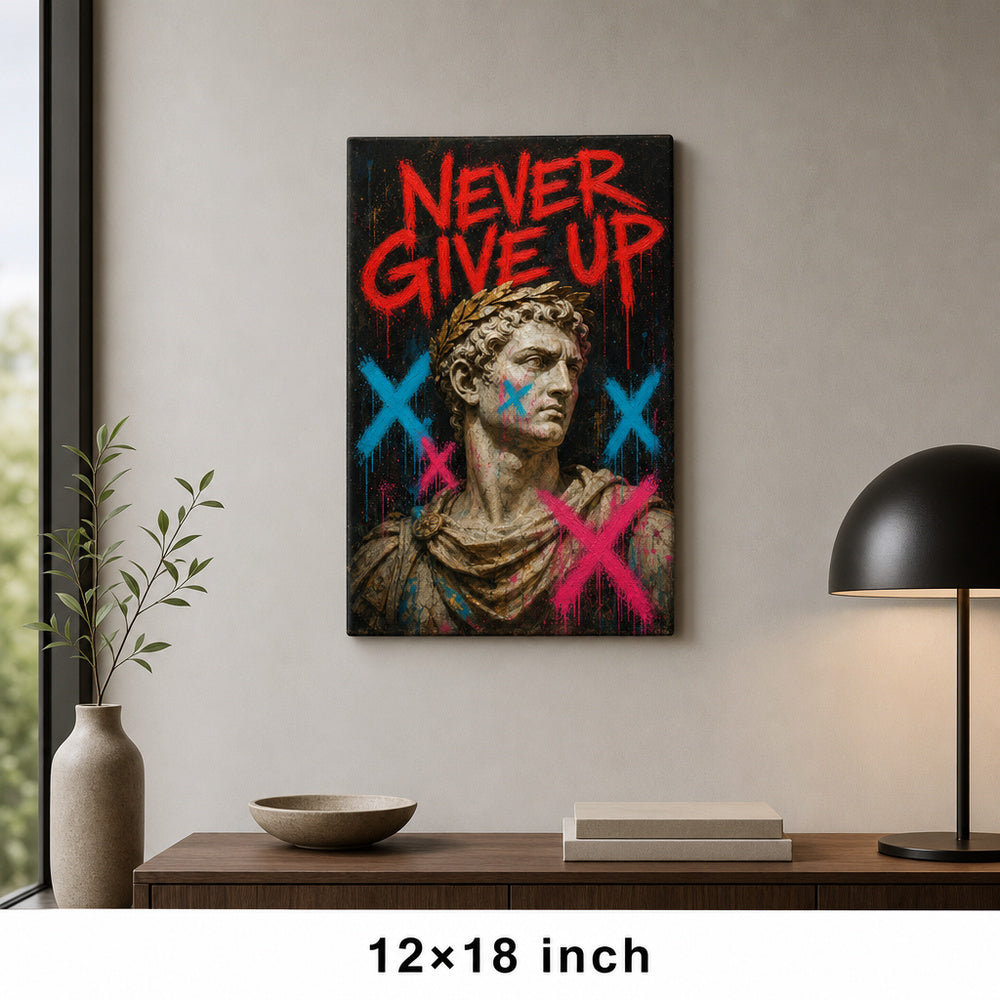 Never Give Up Marcus Urban Graffiti Oil Canvas Wall Art - 04_sku_12x18_wall