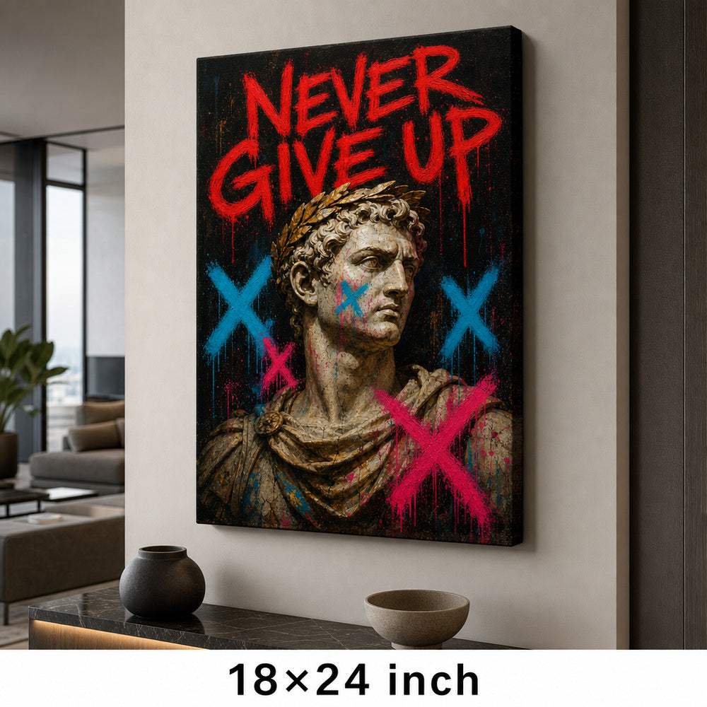 Never Give Up Marcus Urban Graffiti Oil Canvas Wall Art - 05_sku_18x24_wall