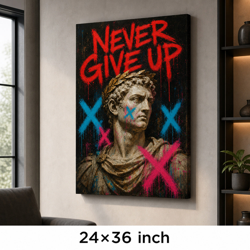 Never Give Up Marcus Urban Graffiti Oil Canvas Wall Art - 06_sku_24x36_wall