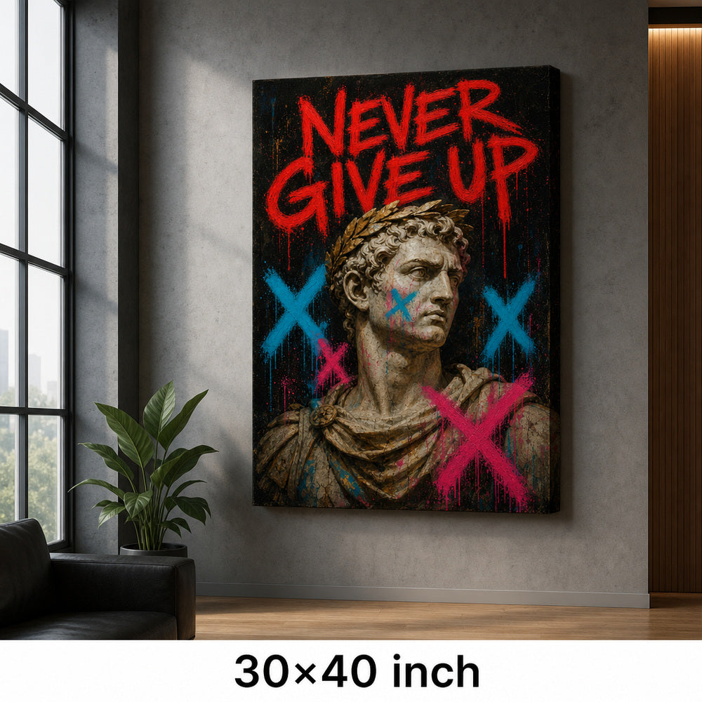 Never Give Up Marcus Urban Graffiti Oil Canvas Wall Art - 07_sku_30x40_wall