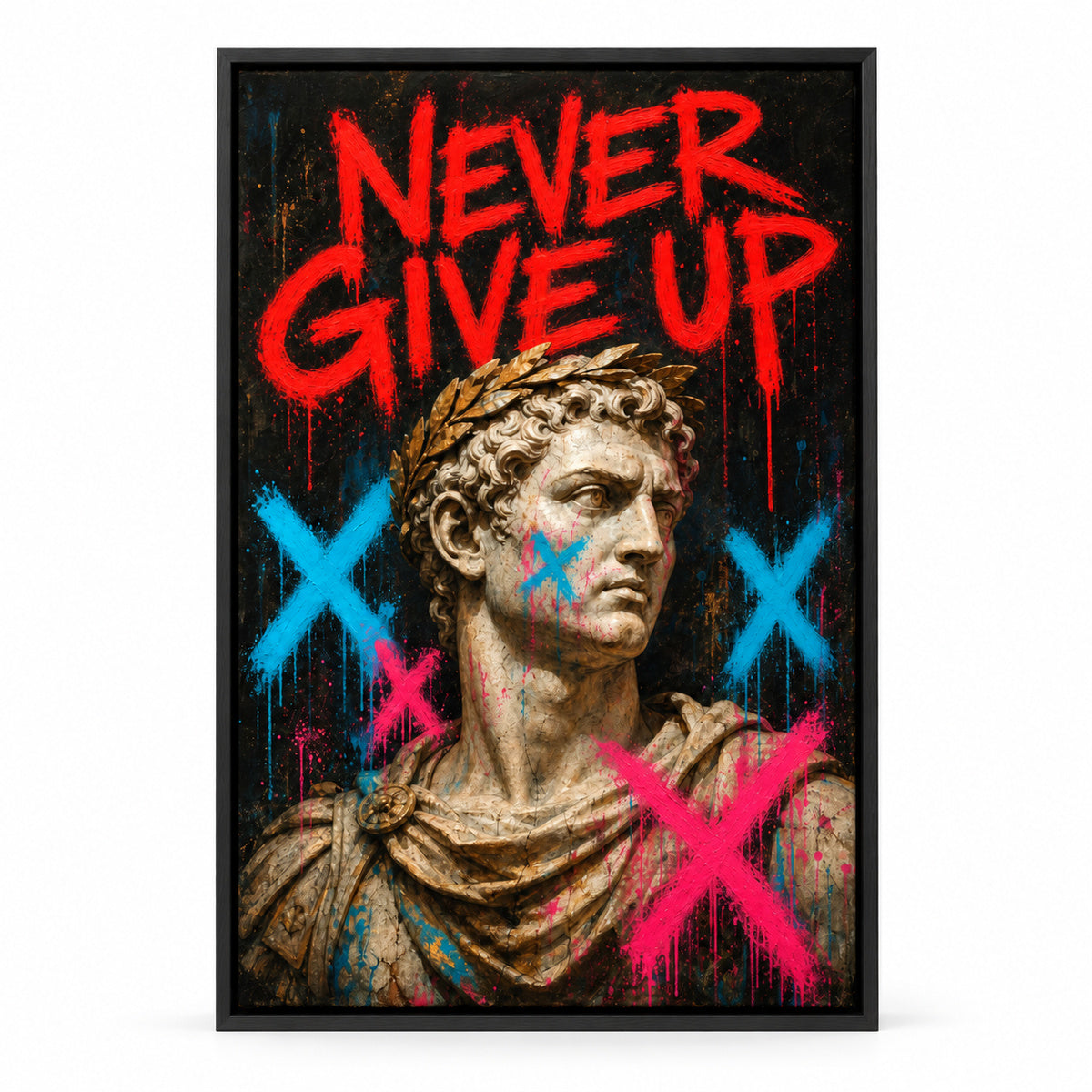 Never Give Up Marcus Urban Graffiti Oil Canvas Wall Art | black_sku