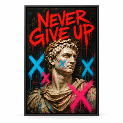 Never Give Up Marcus Urban Graffiti Oil Canvas Wall Art | black_sku