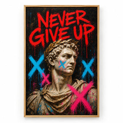 Never Give Up Marcus Urban Graffiti Oil Canvas Wall Art | brown_sku
