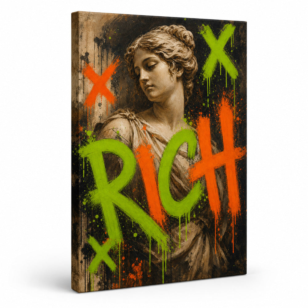 Rich Venus Pop Urban Graffiti Oil Canvas Wall Art - 01_main_white_left_wrap