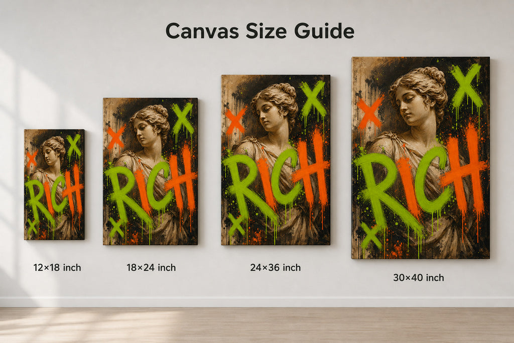 Rich Venus Pop Urban Graffiti Oil Canvas Wall Art - 08_size_comparison