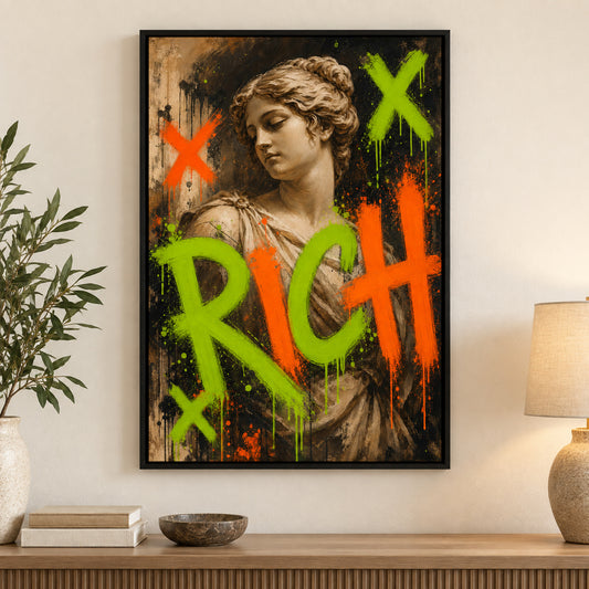 Rich Venus Pop Urban Graffiti Oil Canvas Wall Art | black_independent_close