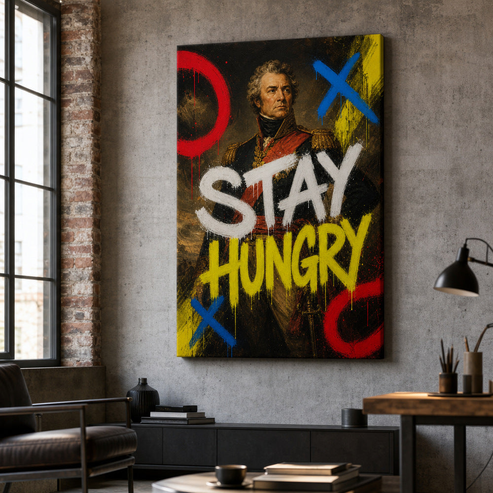Stay Hungry General Urban Graffiti Oil Canvas Wall Art - 02_wall_scene