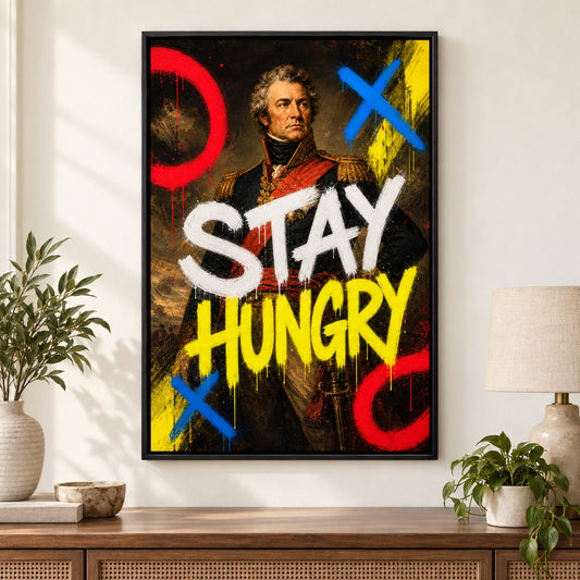 Stay Hungry General Urban Graffiti Oil Canvas Wall Art | black_independent_close