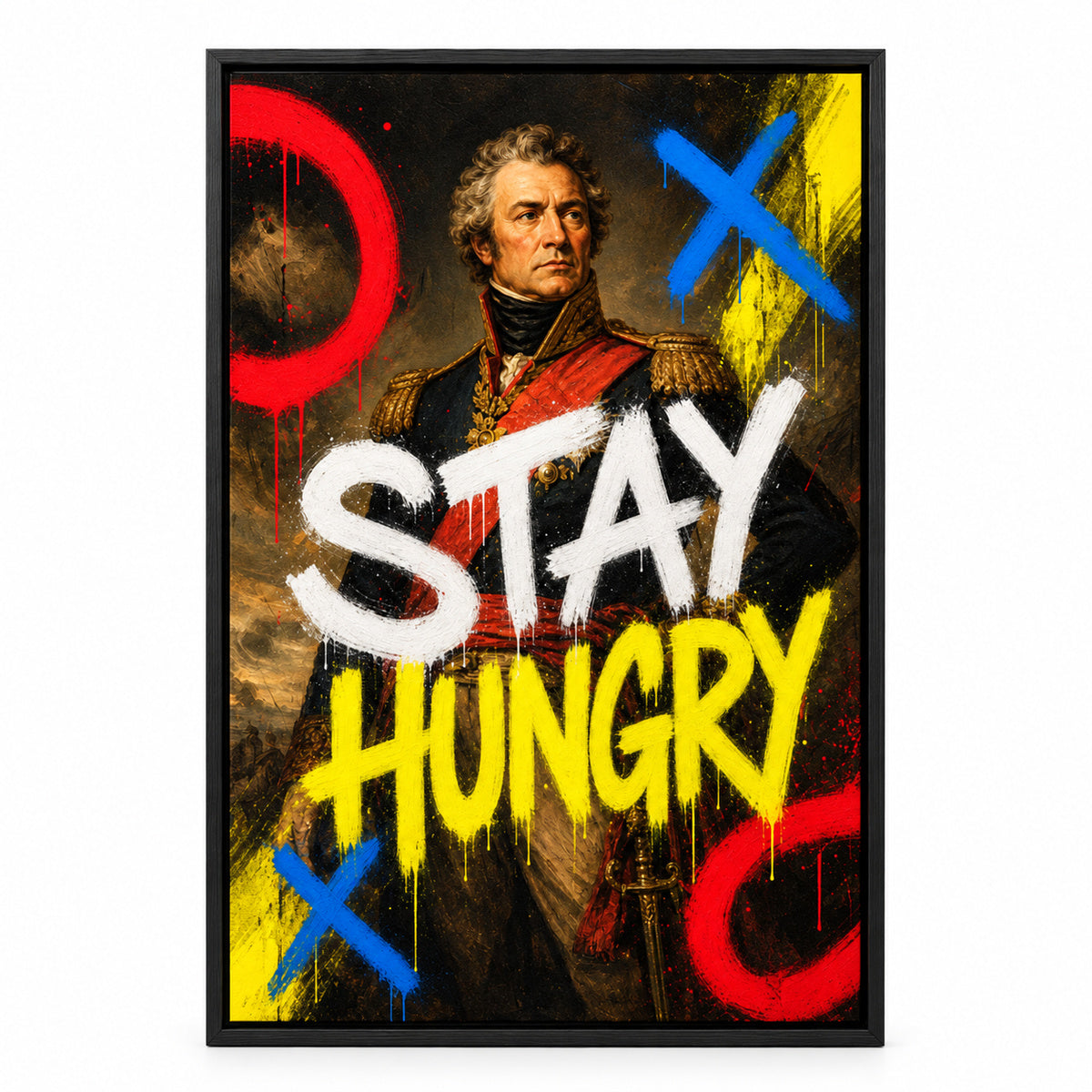 Stay Hungry General Urban Graffiti Oil Canvas Wall Art | black_sku