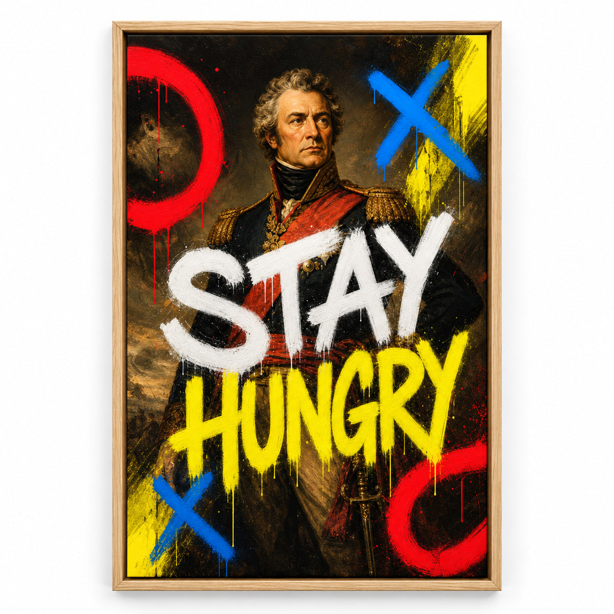 Stay Hungry General Urban Graffiti Oil Canvas Wall Art | brown_sku